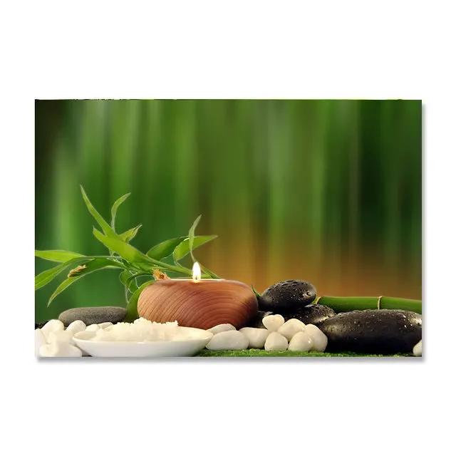 ZEN Poster Stone Bamboo Water Drops Green Leaf Still Life Meditation Wall Art Picture Canvas HD Print Buddha Home Decor Painting