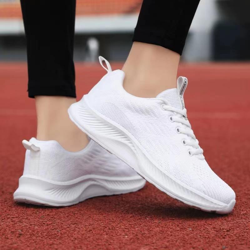 Women’s Breathable Knit Lightweight Running Sneakers Lace Up Non Slip Cushioned Casual Walking Shoes