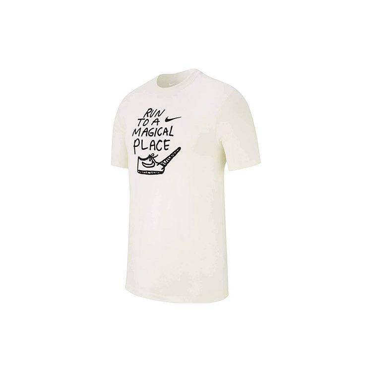 Nike T Shirts Men's White Crew Neck Moderate Straight Fit AO0650-133