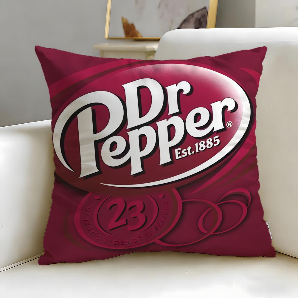 Classic Beverage Brand Dr Pepper Cushion Cover Soft & Easy-Wash Pillow Case – Versatile for Couch, Bed, Travel and Office