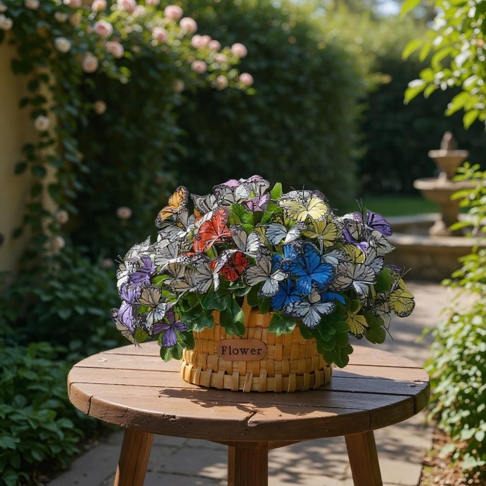 7-Kopf Künstliche Schmetterlingsblumen Zweige Enthalten Buntes Gefälschtes Schmetterlingsbouquet Wasserdicht Realistisches Blumenbouquet