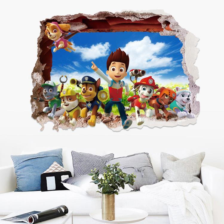 Cartoon 3d Paw Patrol Wall Stickers For Kids Rooms Living Room Boys Girls Children Bedroom PARTY DIY Home Decor
