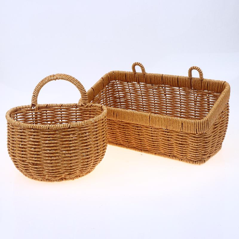 Imitation Rattan Woven Ginger And Garlic Egg Wall Hanging Storage Basket Bathroom Wall Hanging Basket