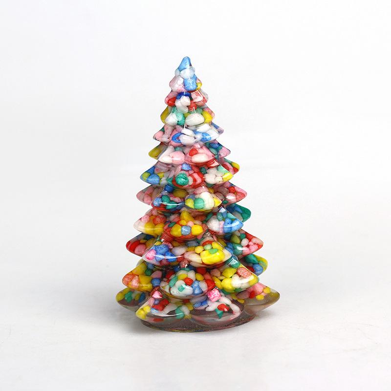 1PC Crystal Resin Christmas Tree Handmade Ornament Natural Stone Amethyst Fengshui Sculpture Lucky Christmas Trees Home Decor