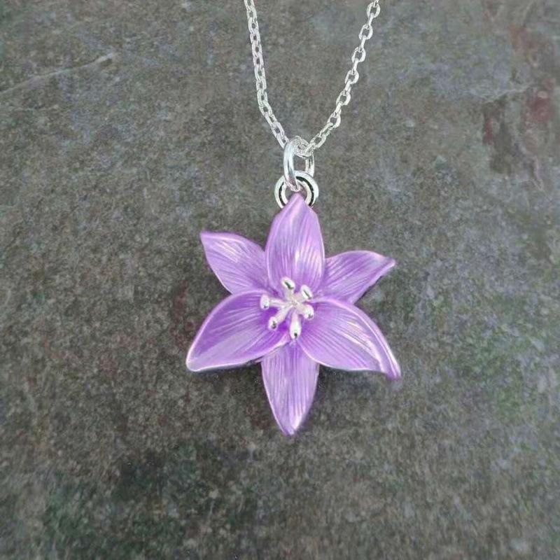 

1 шт. Рожева квітка лілії Ніжний кулон-намисто Квіткове латунне намисто Подарунок на день народження, Весільний подарунок