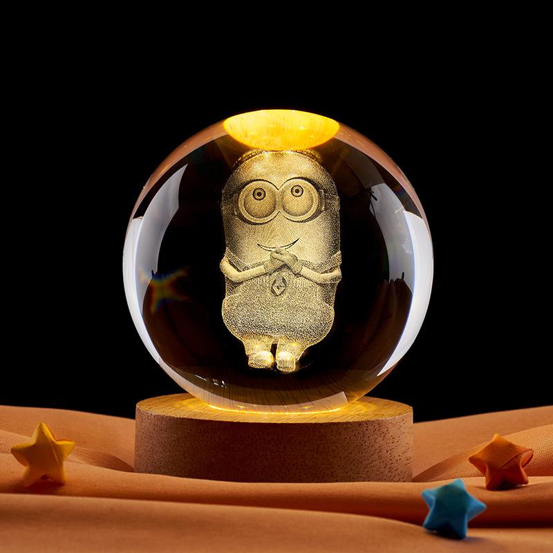 3D Cartoon Anime Crystal Ball Night Light - Creative Birthday Gift for Children