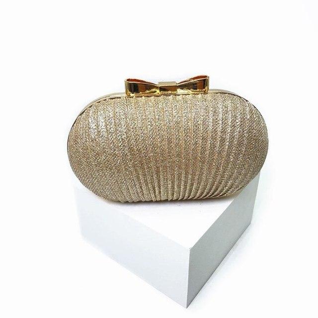 Pleated Butterfly Goose Egg Evening Bag Oval,Round Ladies Clutch Banquet Dress Chain Evening Bag