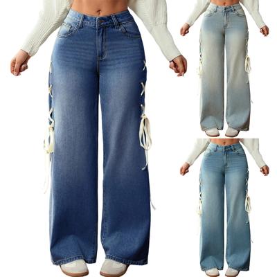 מכנסי נשים מידה גדולה ג'ינס סטרץ' מכנסיים רפויים חצי אלסטיים