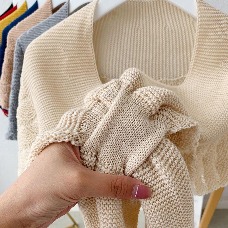 Women Knitted Warm Shawl Plain Neck Guard Scarves Solid Color Blouse Shoulders Fake Collars Summer Air-Conditioning Outer Tower
