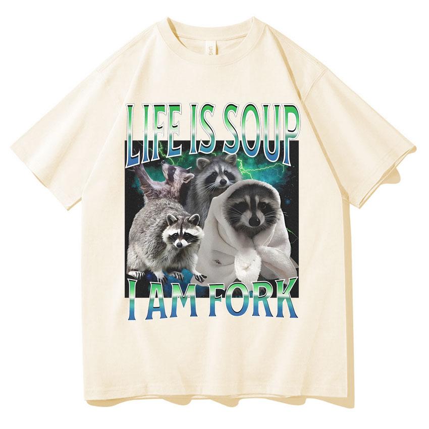 

Funny Raccoon Meme Graphic T Shirts Gift Unisex Women Fashion 90s High Quality Casual Retro T Shirt O-Neck Cotton Oversized T-shirt 4XL