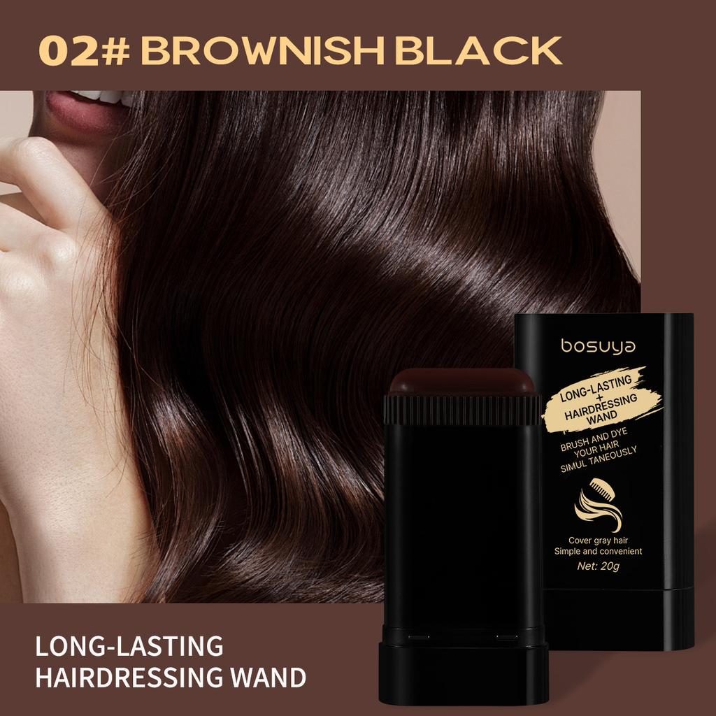 Bosuya Hair Color Stick, One Touch Gray Hair Coverage, Portable Black Hair Dye Cream Stick