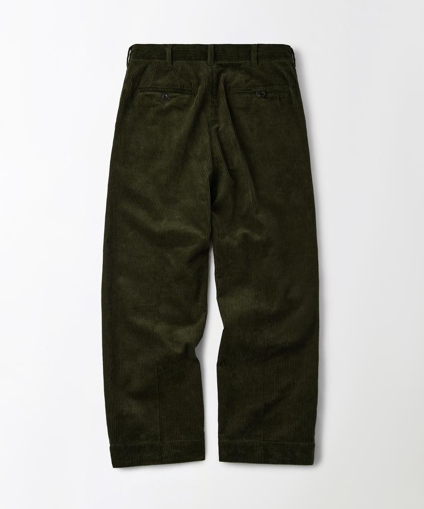 OUTSTANDING High Density Corduroy Double Pleated Pants_D.Olive