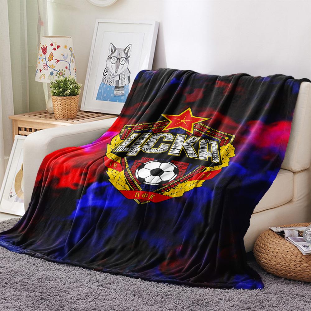 1Pc CSKA Moscow Logo Print Flannel Blanket High Quality Warm Comfortable Cover for All Seasons Perfect for Gifts Home Decor