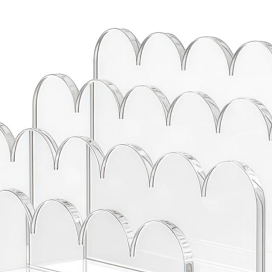 Acrylic 3-Slot Mail Organizer Desktop Clear File Classifier with Scalloped Design Vertical File Holder Desk Organizer