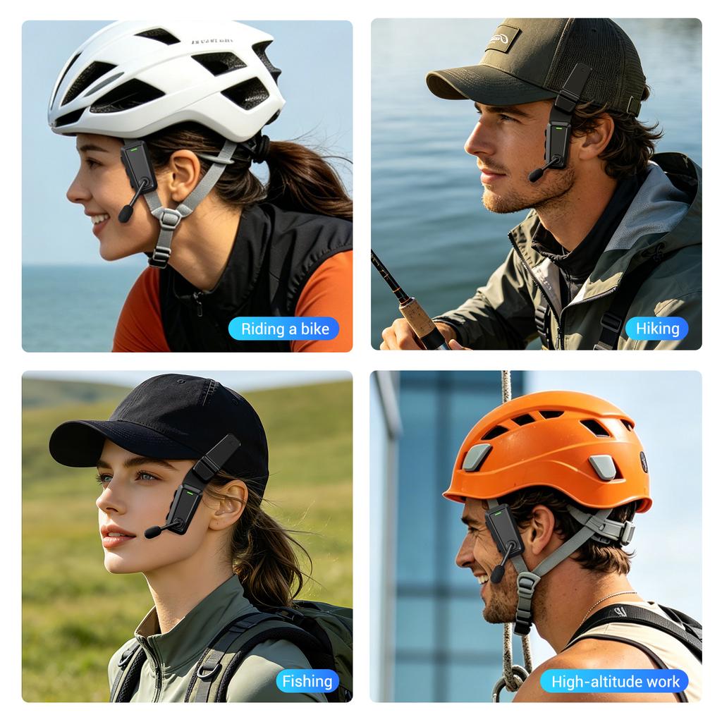 KEBIDU C10 Motorrad Fahrradhelm Intercom Headset, 520m 2-Wege Bluetooth 6.0 Interphone, IPX5 Wasserdicht 10H Spielzeit Musik Teilen Helm Kopfhörer
