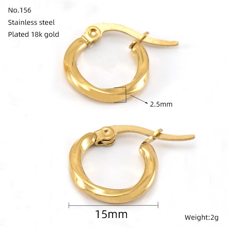 Европейские и американские 18K Персонализированные Серьги-кольца Женские Простые Позолоченные Гофрированные Серьги-застежки