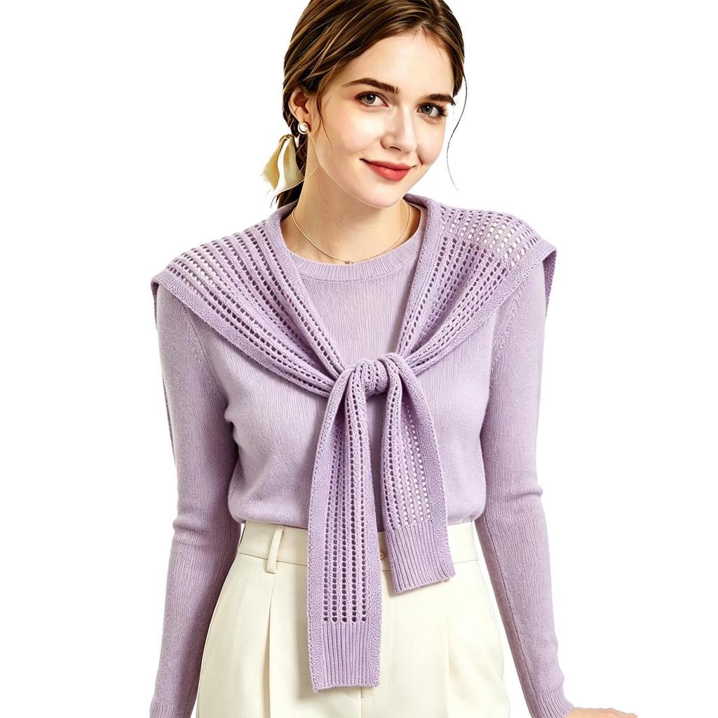 Knitted Hollow Out Shawl, Lightweight Breathable Neck Scarf Wrap for Women