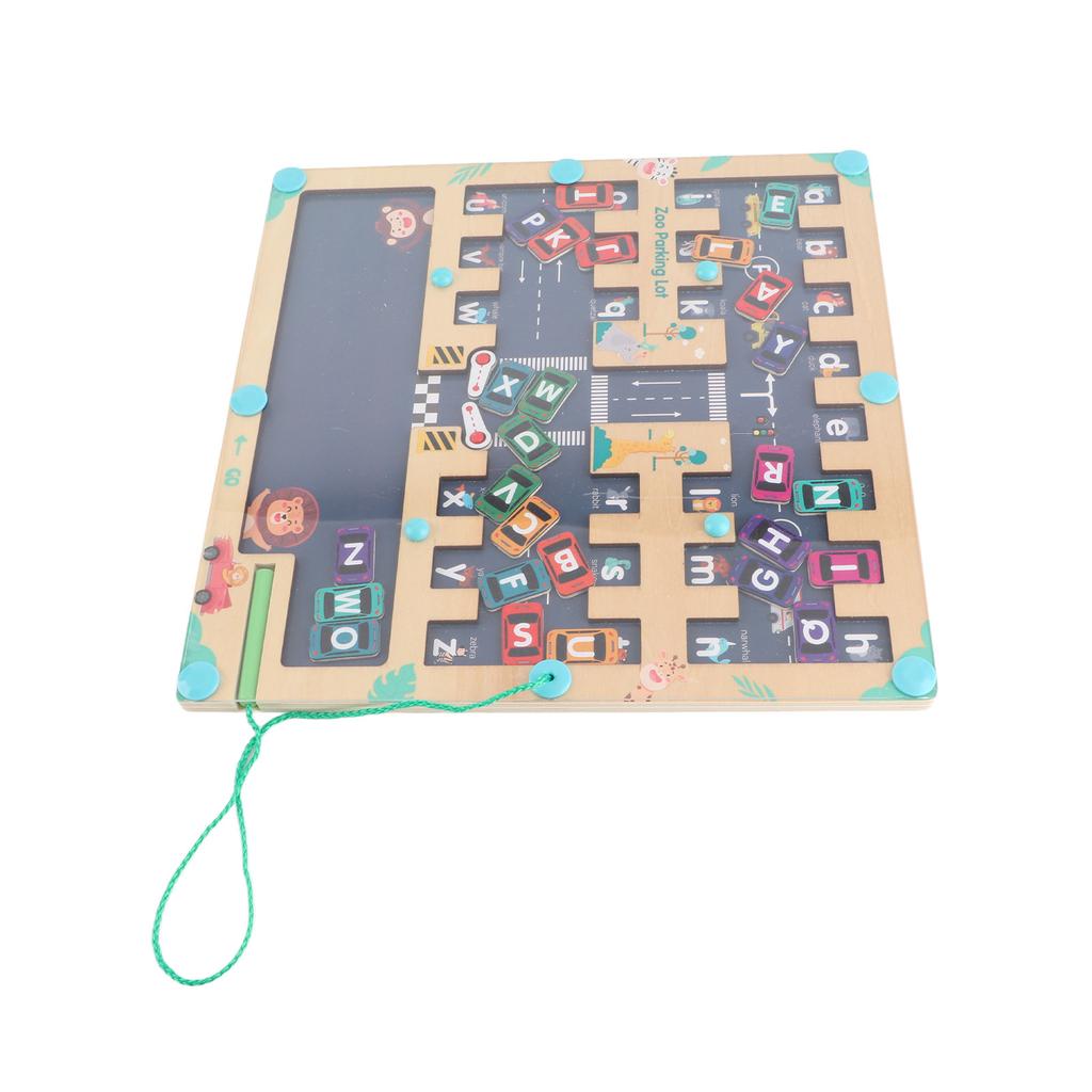 Magnetic Alphabet Wooden Puzzle Board Parking Lot Fine Motor Skill Educational Learning Alphabet
