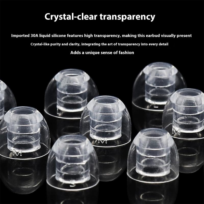 High Transparency Liquid Silicone Earbud Tips Soft Flexible Noise Isolating Design 3 Size Included Secure