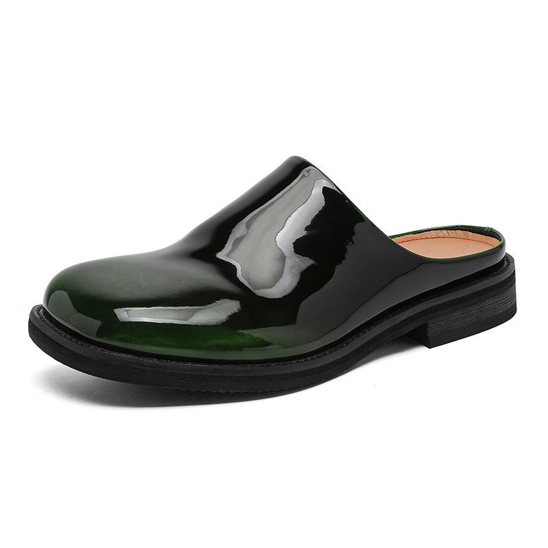 Summer new fashion trend one-pedal Muller shoes dress upright versatile leather slippers 91519-J