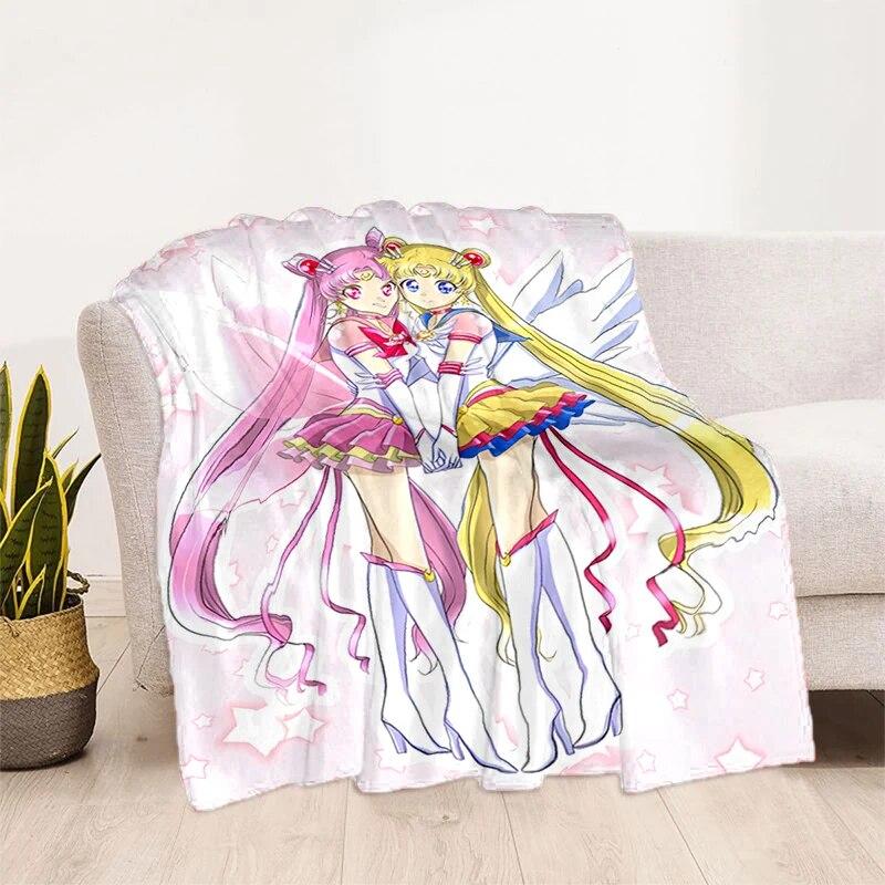 Deka s potiskem Sailor Moon Pretty Soldier Ultra lehká měkká plyšová deka z flanelu na rozkládací pohovku Pohovka Kancelářské dárky