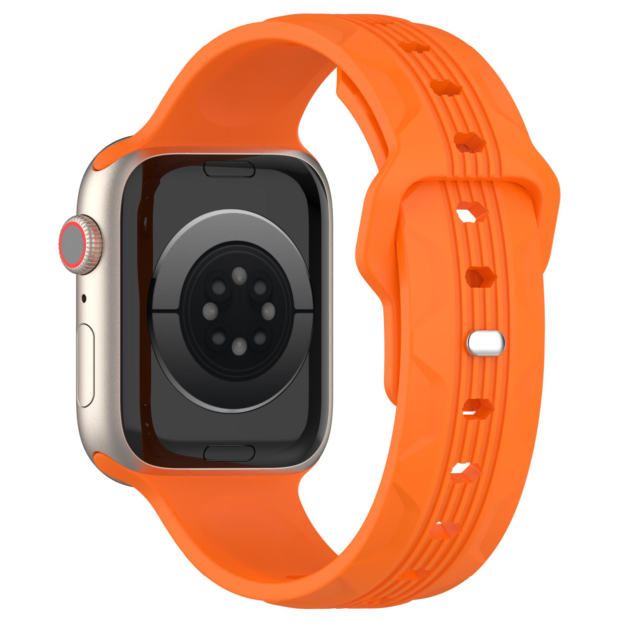 

Watch Band for Apple Watch Series 10 42mm/9 8 7 41mm/SE (2023) SE (2022) SE 6 5 4 40mm/3 2 1 38mm Watch Band Texture Silicone Strap Orange