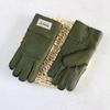 Winter Thickened Children's Sheepskin Fur Gloves Boys and Girls Windproof Warm Students Cold-Proof Leather Finger Gloves
