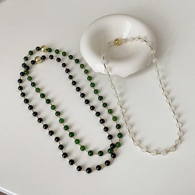 Retro New Chinese Natural Stone Beaded Necklace Women'S Fresh Personality Fashion Trend Versatile Neck Chain Collarbone Chain