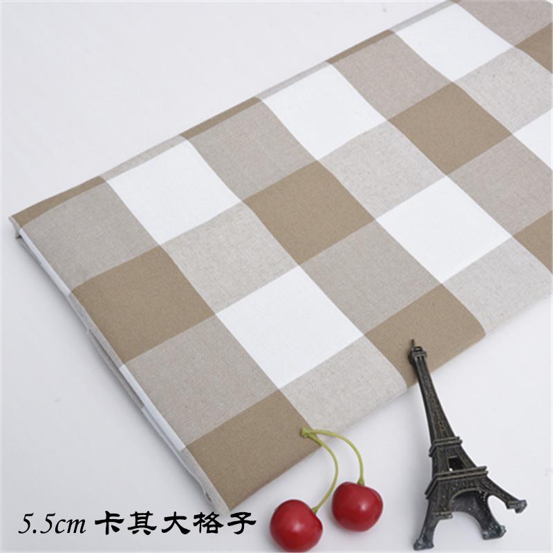 1M/2M/3M Thick Cotton linen solid color Fabric - Grid stripe DIY Material for Home Textiles (by Meter)