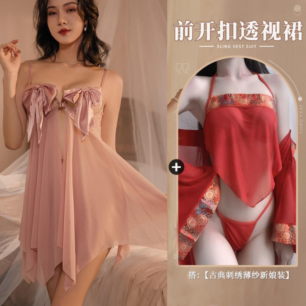 Sexy Pajamas Female Seduction Erotic Underwear Small Chest Suspender Skirt Breast Nightgown Pure Passion No-take-off Wholesale