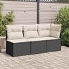 Vidaxl Garden Sofa With Cushions, 3-Seater, Black, Poly Rattan