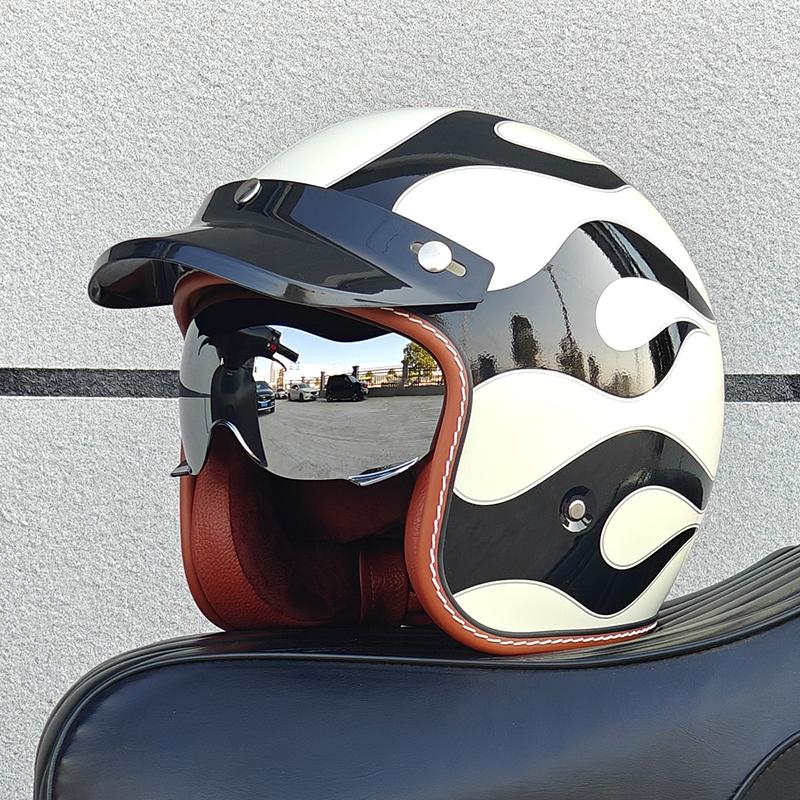 ORZ NEW adult motorcycle helmet retro cruise 3/4 motorcycle half helmet with sun visor DOT approved