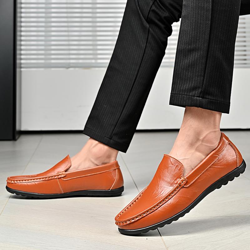 Fashion Leather Men Shoes Casual Luxury Brand Formal Mens Loafers Moccasins Italian Breathable Slip On Male Boat Shoes Plus Size 46