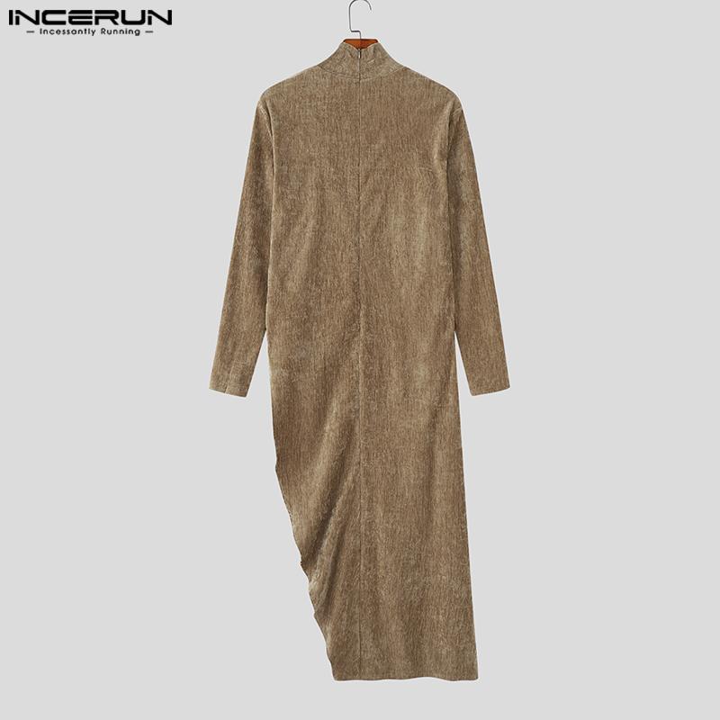 INCERUN Autunno Uomo Dolcevita Manica Lunga Spacchi Alti Tunica Top Pullover