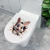 3D Wall Sticker Cute Rabbit Bathroom Remodeling Toilet Decoration Peel and Stick Waterproof
