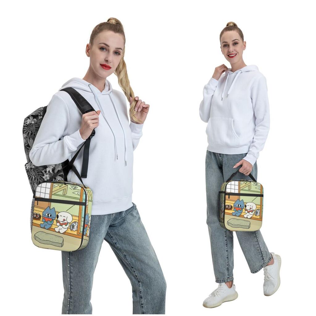 Cute Japanese Anime Insulated Lunch Bag for Women Children Portable Food Boxes Thermal Lunch Box Tote
