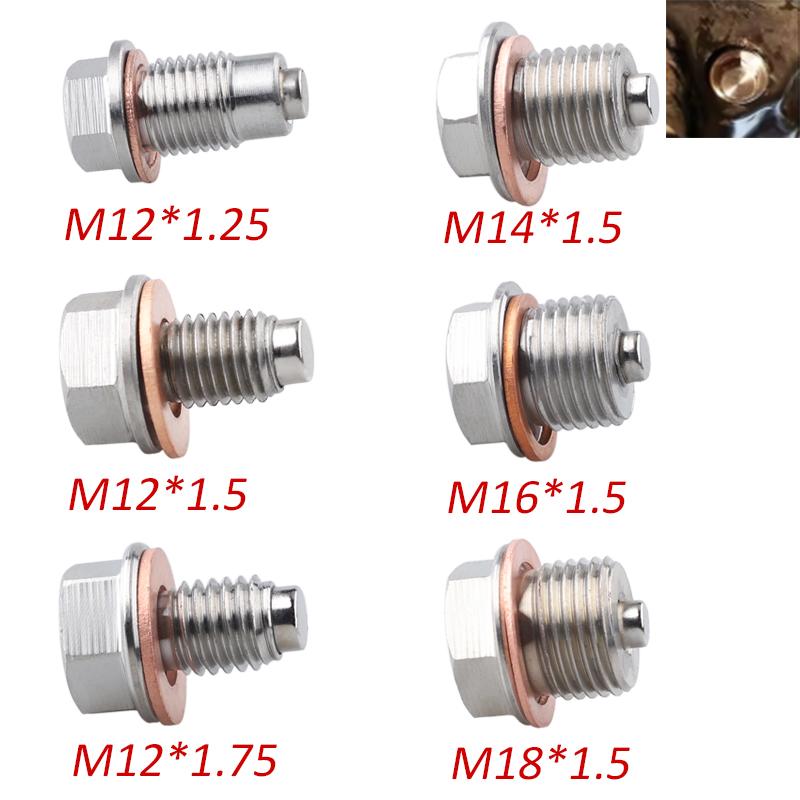 M12x1.25/1.5/1.75 M14x1.5 M16x1.5 M18x1.5 Magnetic Stainless Steel Oil Drain Plug Sump Drain Nut Bolt with Gasket Crush Fuel System Fittings7
