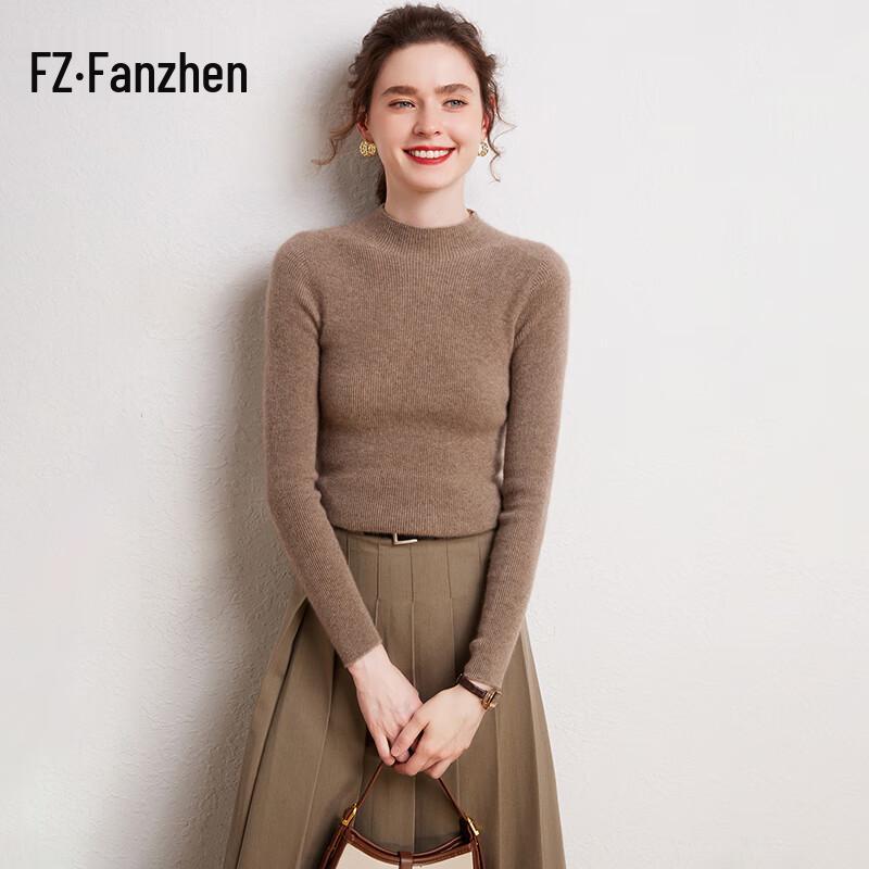 Fanzhen Women's 100% Cashmere Slim-fit Knit Sweater