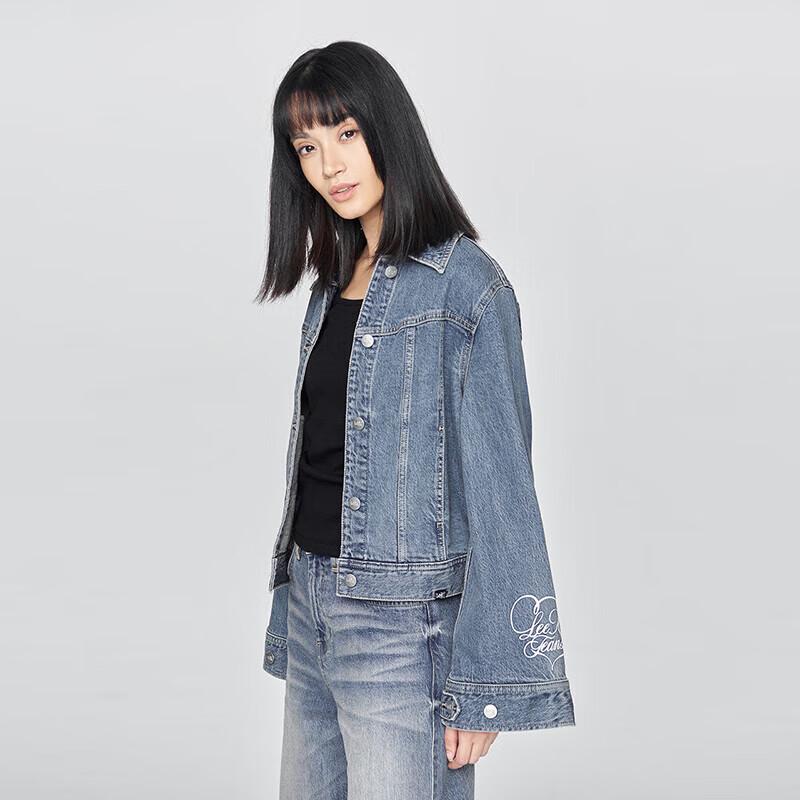 Lee Women's Comfort Fit Printed Denim Jacket with Flared Cuffs