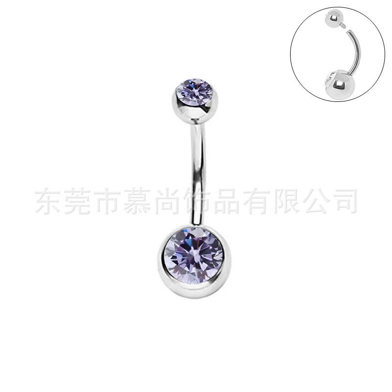 F136 Titanium Double Ball Internal Thread Zircon Belly Button Ring G23 Titanium Navel Jewelry Fashion Piercing Accessory
