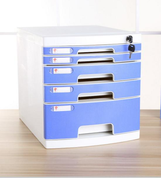 4-Drawer Lockable Plastic Office File Cabinet, Thickened Storage Box