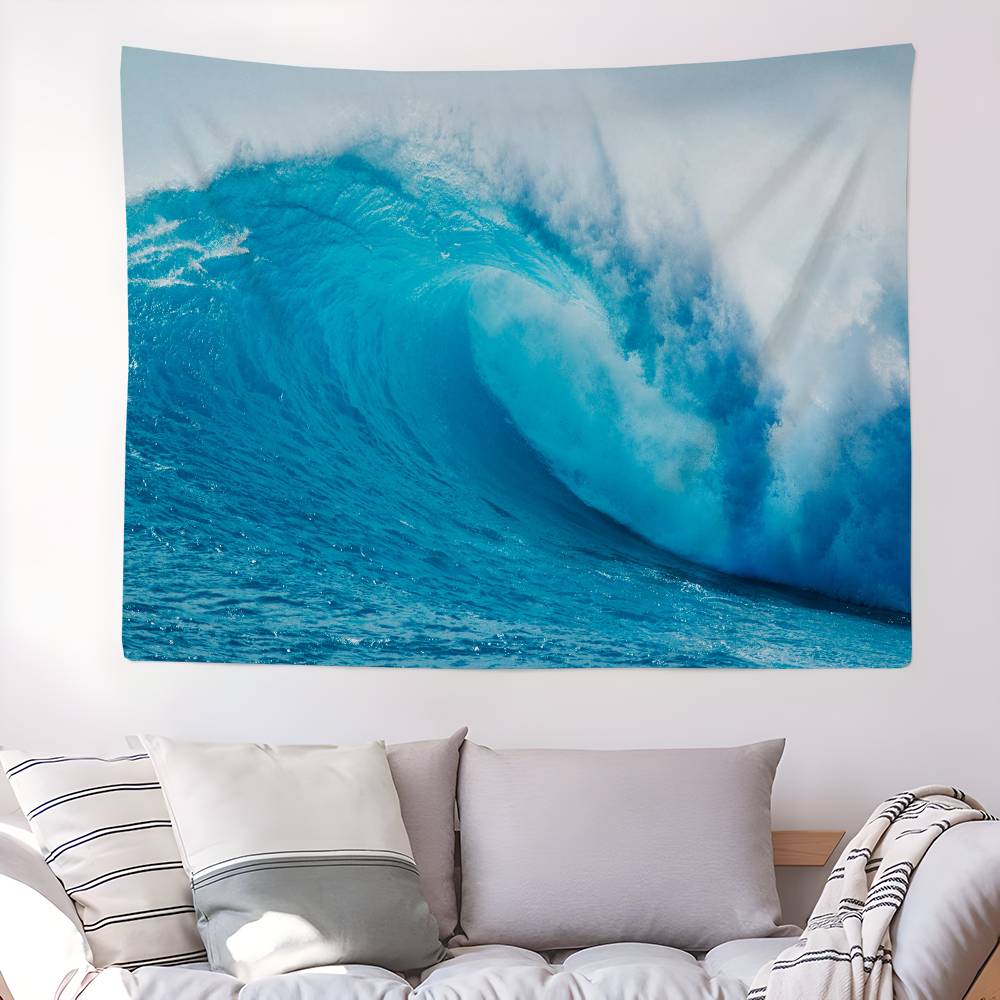 Blue Ocean Wave Hanging Bohemian Tapestry Japanese Wall Tapestry Anime Kawaii Room Decor