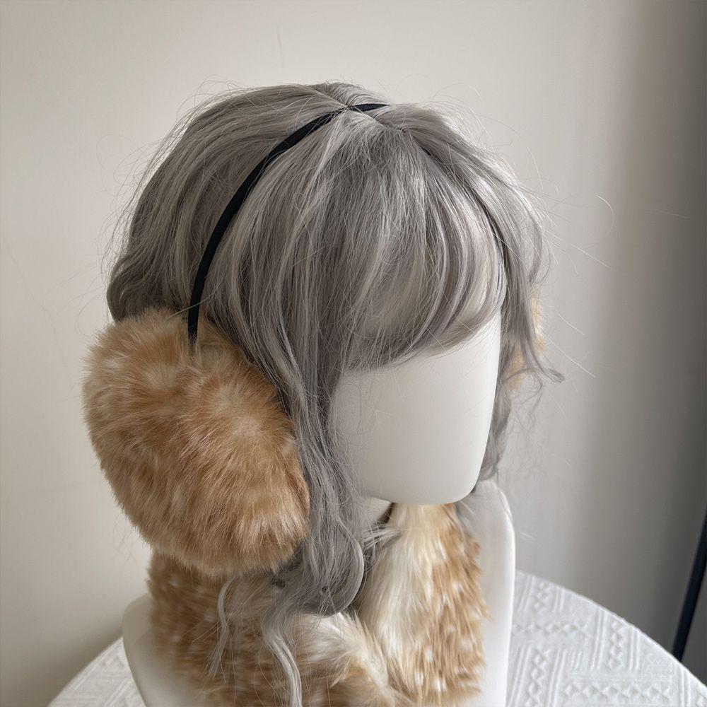 Adjustable Faux Fur Scarf Deer Print Ear Muffs New Plush Neck Warmer Women