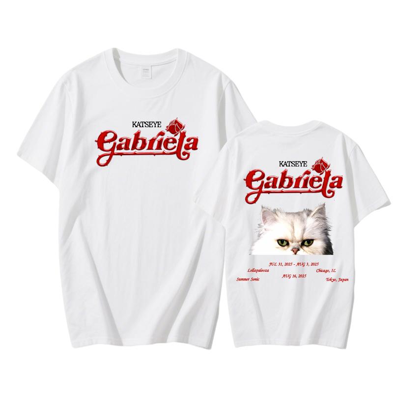 Katseye Gabriela 2025 NEW T-shirt Short Sleeve High Quality 100%Cotton Tshirts Hip Hop Printing T Shirt Gothic Streetwear