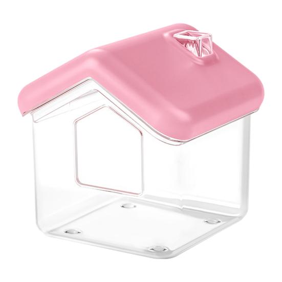 

Hamster Bathtub House Shape Clear Visible Gerbil Dwarf Hamster Sand Bath Container Box Small Animals Bathroom Toilet Hamster Cage рожевий