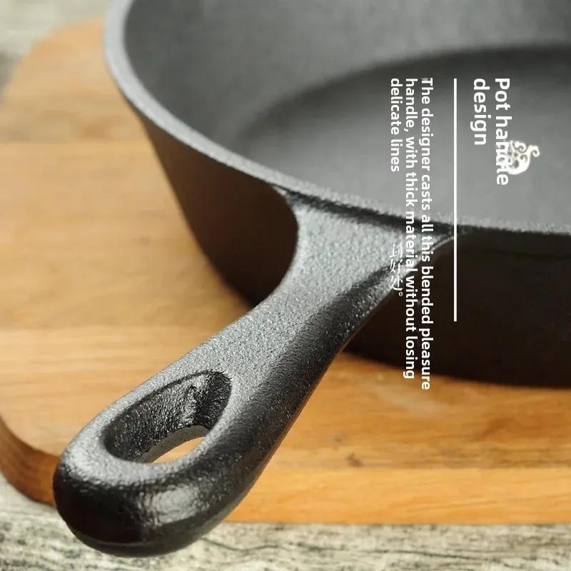 Cast Iron Pan Steak Frying Pan Frying Pan Thickened Non-stick Pan for Gas Induction Cooker (20cm Iron Handle Frying Pan)