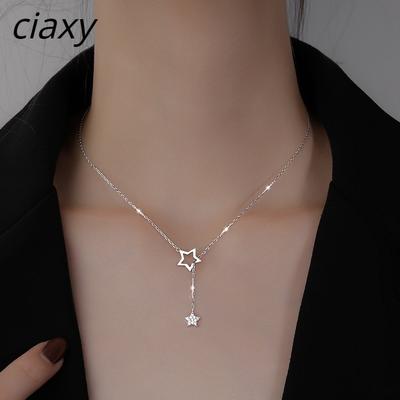 925 Sterling Silber Zirkon Sterne Halskette für Frauen Hohl Design Elegante Schlüsselbein Kette Halskette Schmuck Kreative Geschenke