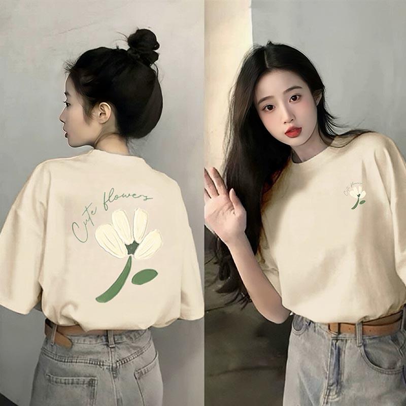 

Front shoulder black t-shirt women s short sleeves 2025 summer new popular design sense foreign pure cotton t-shirt loose top XXXL