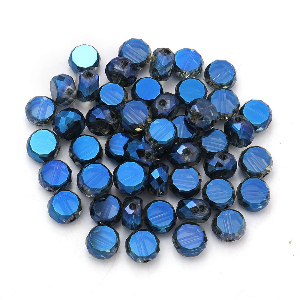 30Pcs Flat Round Faceted Crystal Beads Colorful Glass Beads Loose Spacer Beads For Jewelry Making DIY Bracelet Necklace Crafts