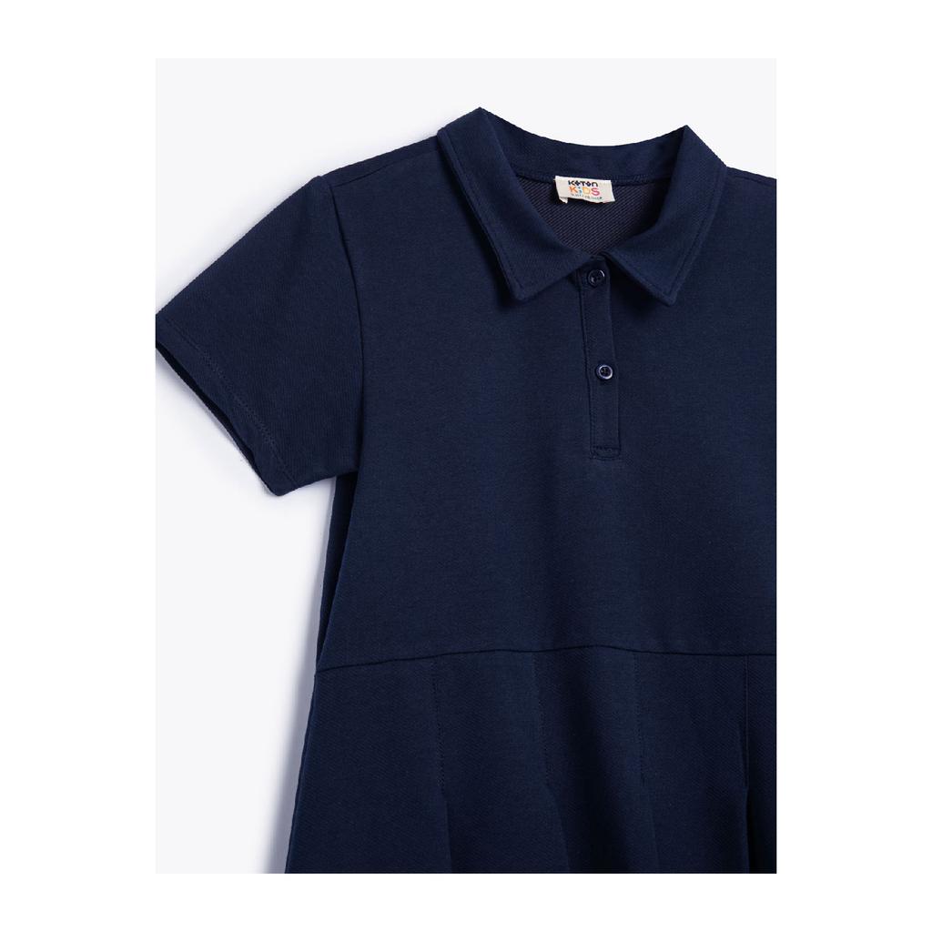 School Dress School Shirt Collar Short Sleeve Button Detailed Cotton